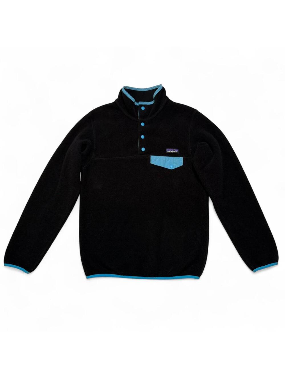 Black Patagonia Synchilla Snap-T Fleece with Blue Trim size Small